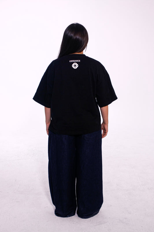 Camiseta Oversize Cropped Back Logo Black