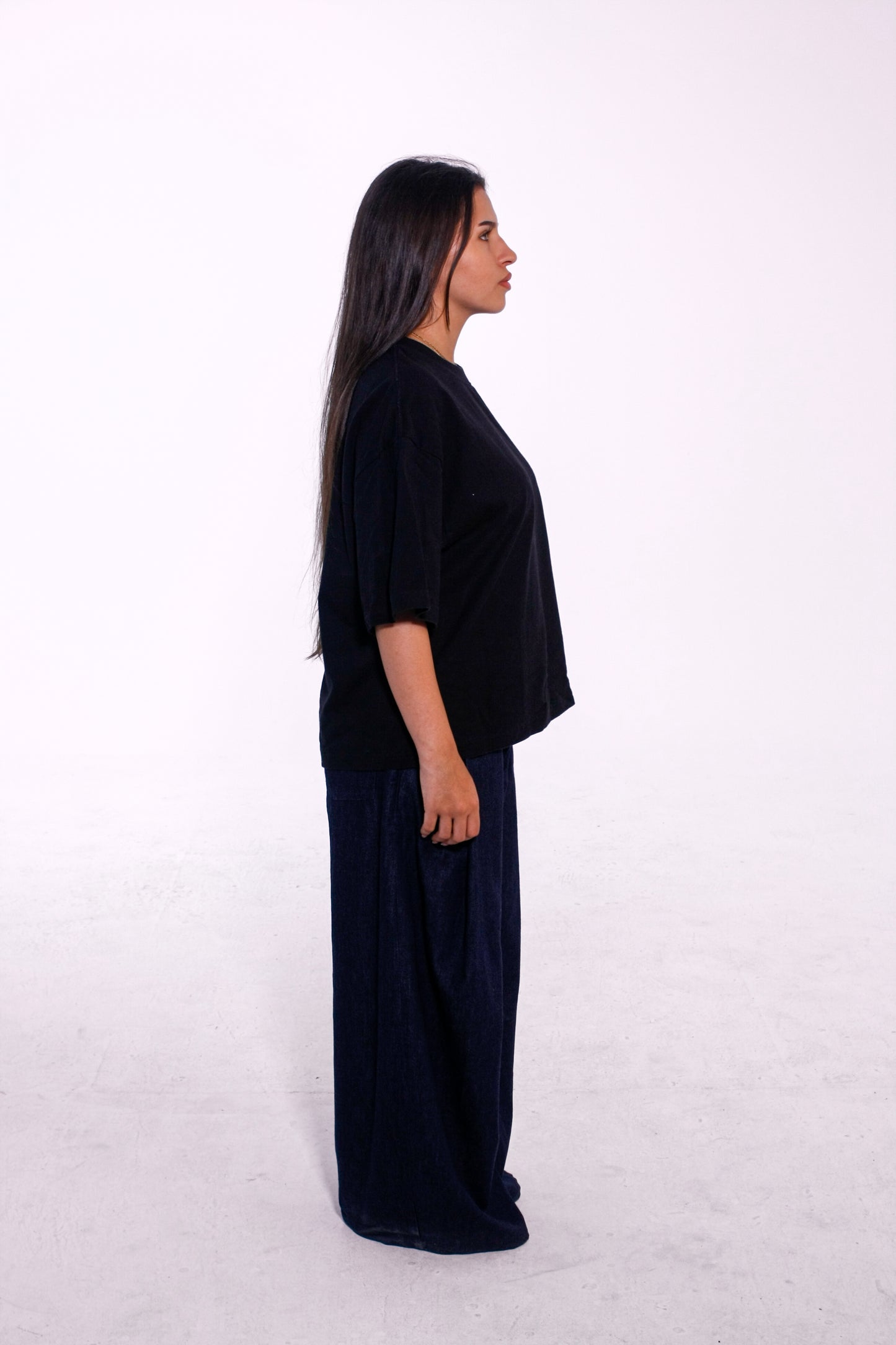Camiseta Oversize Cropped Back Logo Black